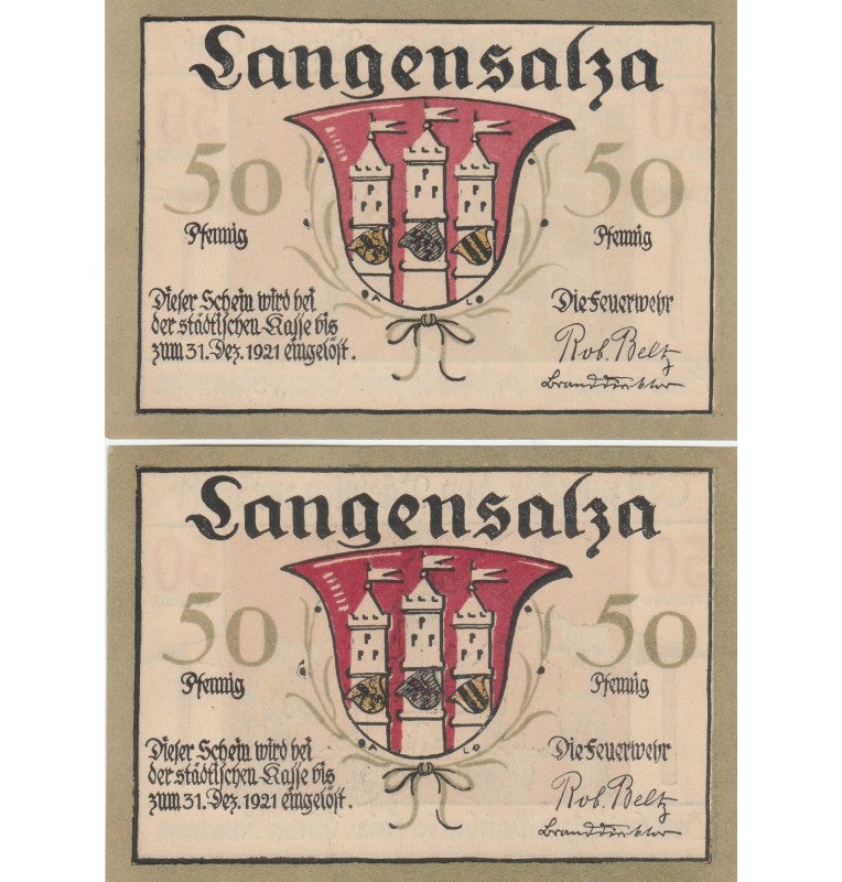 Langensalza set de 2 Notgelds